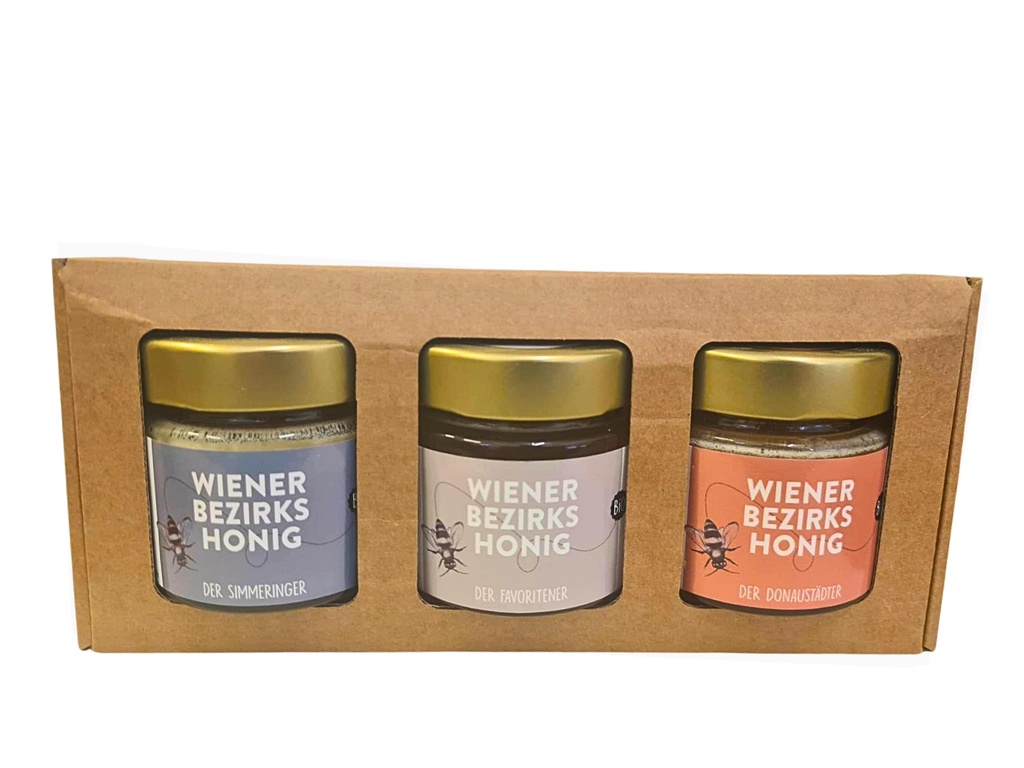 3er Geschenkkarton für 120g Glas BIO Bezirkshonig